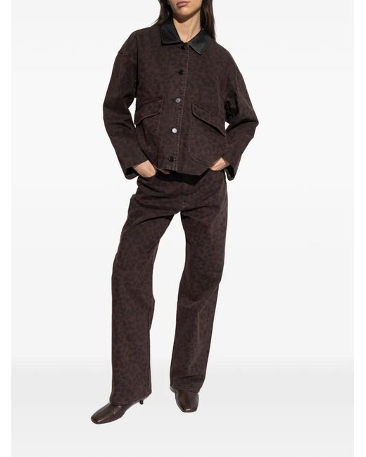 Rag & Bone Black Leopard-Print Collar Jacket