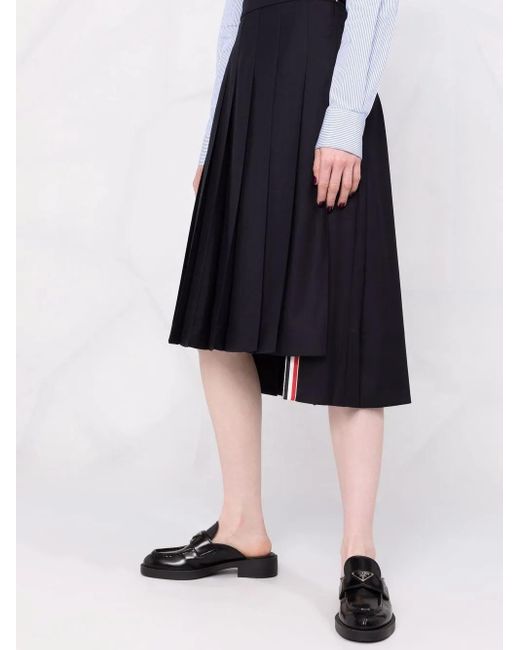 Thom Browne Blue Pleated Midi Skirt