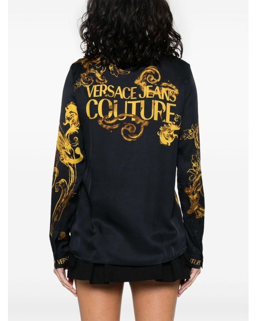 Camicia con stampa Watercolour Couture di Versace in Black
