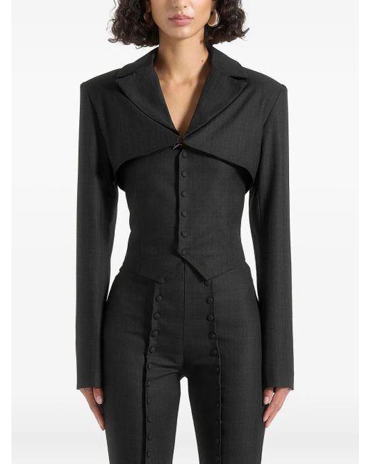Manière De Voir Black Lise Cropped Tailored Blazer Set
