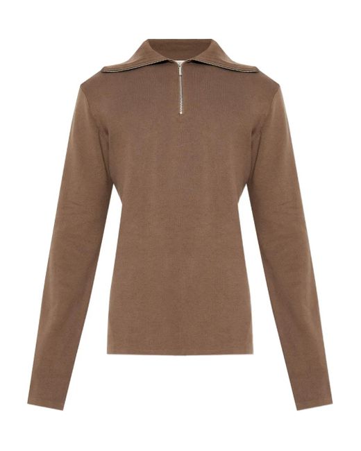 Entire studios Brown Zip-Up Collared Sweater for men