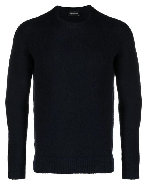 Roberto Collina Blue Crew-Neck Cotton-Blend Jumper for men