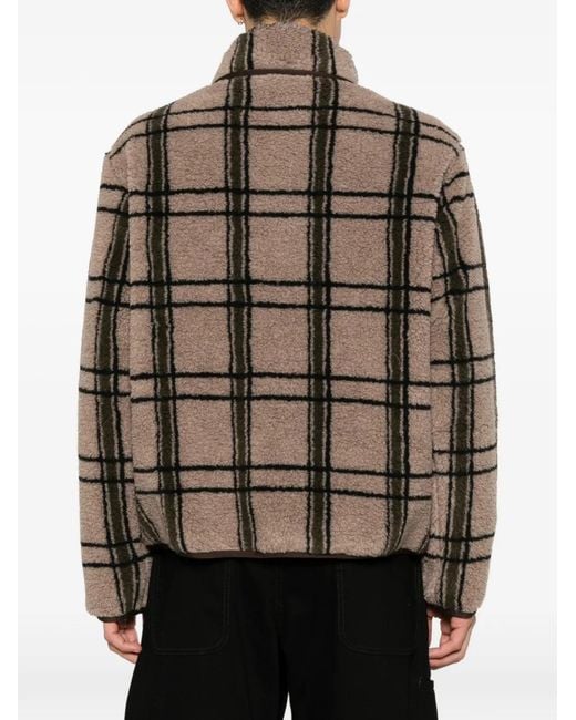 RANRA Brown Check-Pattern Fleece Jacket for men