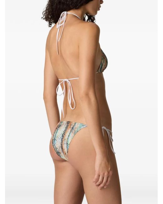 Missoni White Zigzag Pattern Sequins-Detail Bikini Set