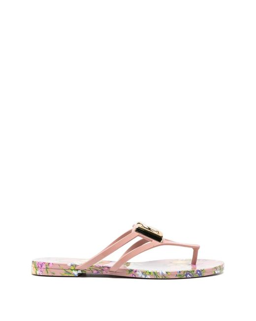 Dolce & Gabbana Pink Tongs À Logo