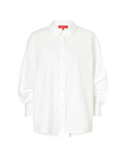 Carolina Herrera White Balloon-Sleeve Pleated-Back Shirt