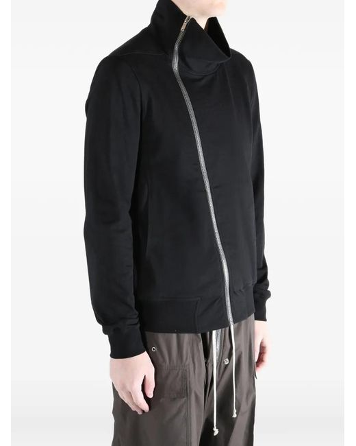 Rick Owens Black Funnel-Neck Zip-Up Jacket for men