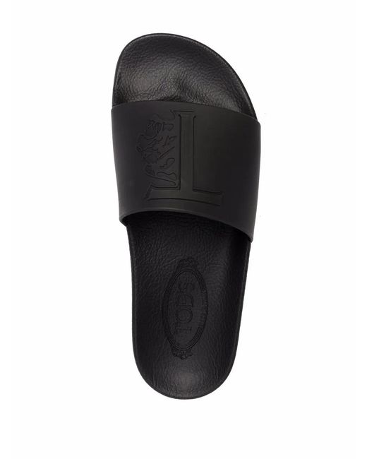 Tod's Black Logo-Embossed Slides