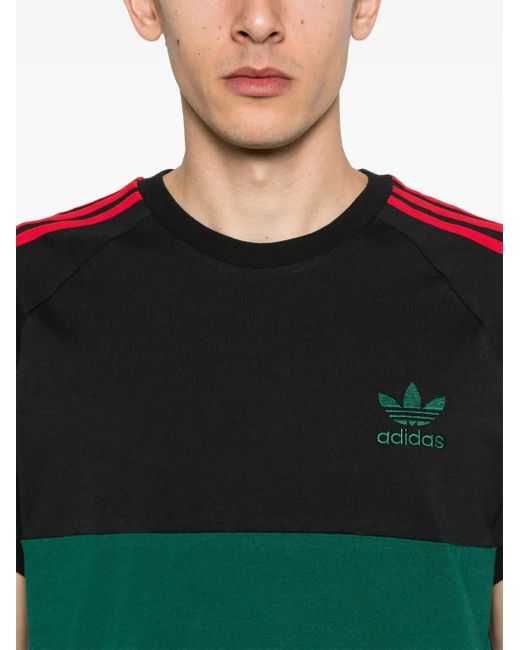 Adidas Green 3-Stripes Panelled T-Shirt for men