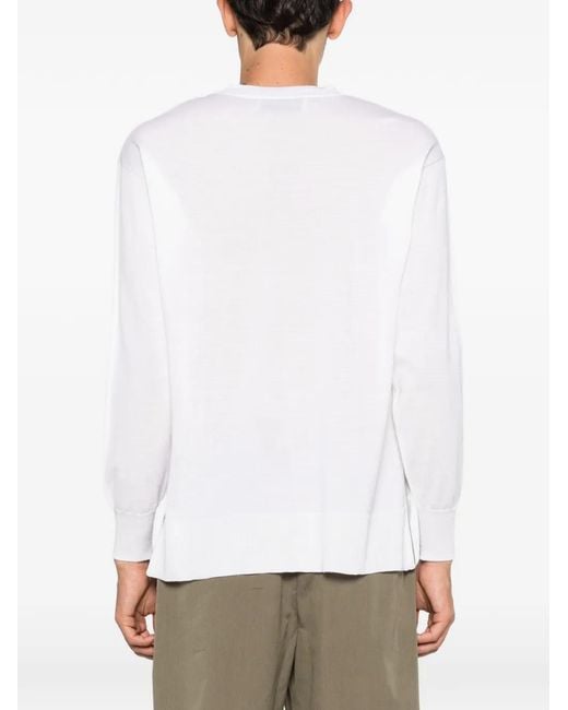 AMI White Wool Silk Crewneck Sweater Adc