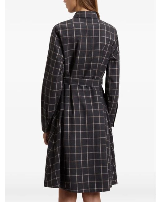 Woolrich Black Checked Flannel Midi Dress