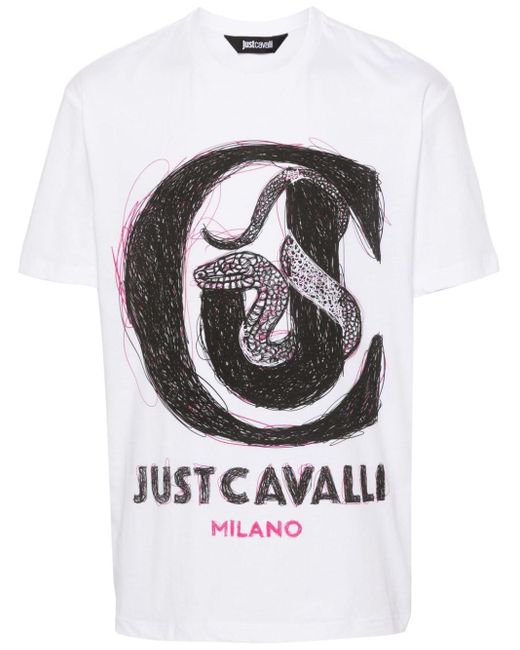 メンズ Just Cavalli ロゴ Tシャツ White