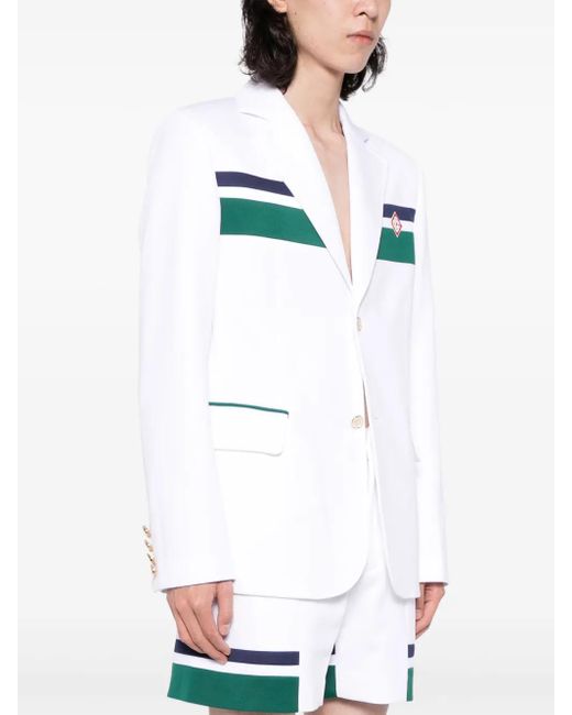 Casablanca Blue Cotton Blend Striped Appliqué Blazer for men