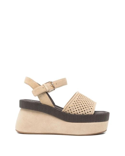 Bruno Premi Natural Perforated Suede Sandals