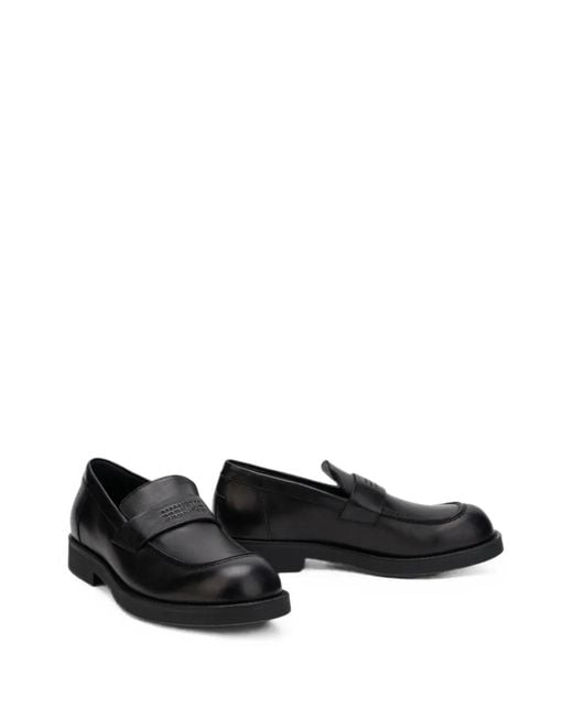 MM6 by Maison Margiela Black Logo-Embossed Loafers for men