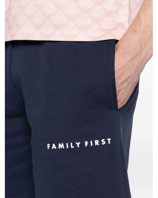 FAMILY FIRST Blue Logo-print Jersey Bermuda Shorts for men