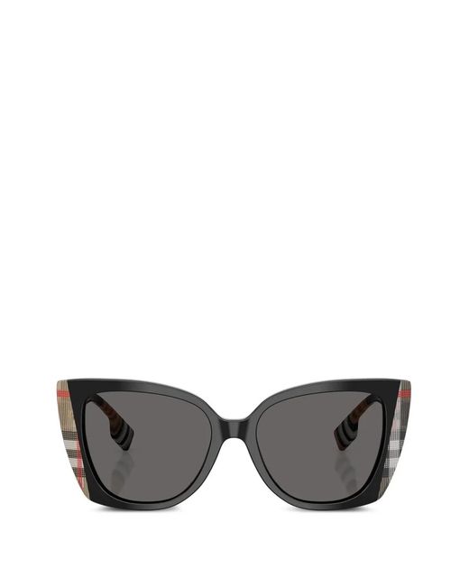 Burberry Gray Meryl Checked Cat-Eye Sunglasses