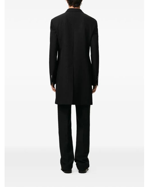 AMI Black New Wool Straight Simple Breasted Coat for men