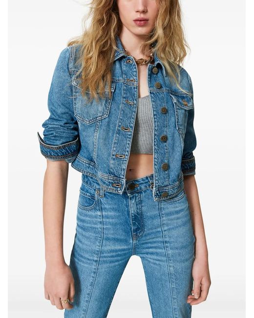 Twinset Blue Flap-Pocket Denim Jacket