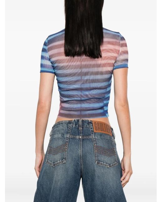 Haut En Mesh À Rayures Jean Paul Gaultier en coloris Blue
