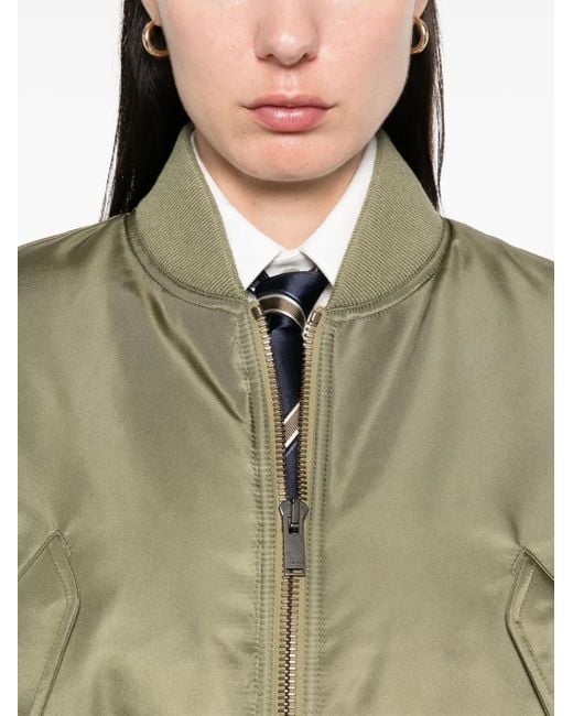 Saint Laurent Green Cropped Bomber Jacket