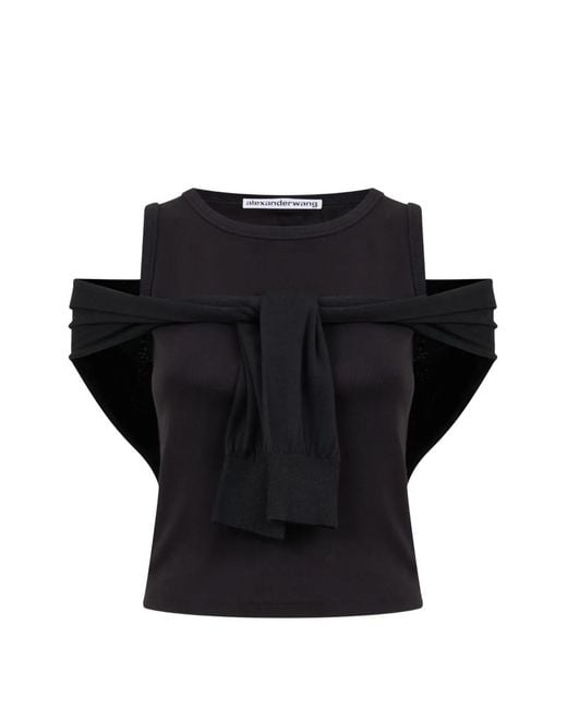 Alexander Wang Black Layered Tie-Front Tank Top
