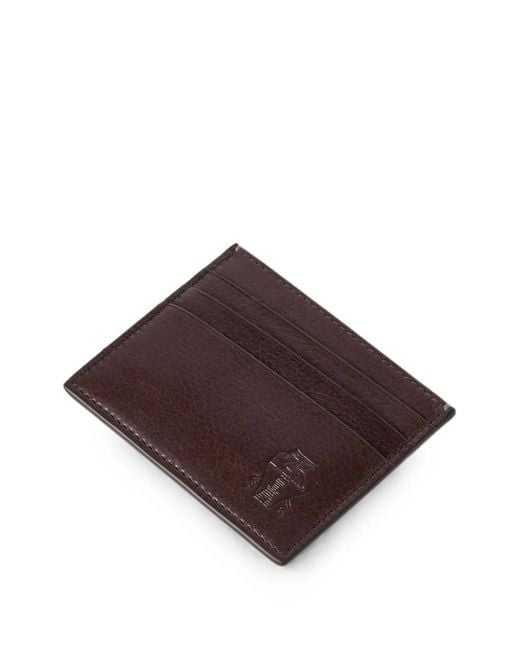 Brunello Cucinelli Brown Brushed Leather Cardholder for men