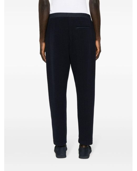 Giorgio Armani Blue Pleated Quilted Tapered Trousers for men