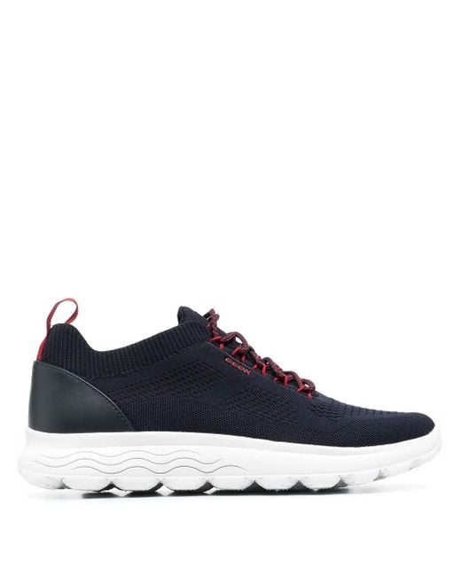 Geox Blue Knitted Low-Top Sneakers for men