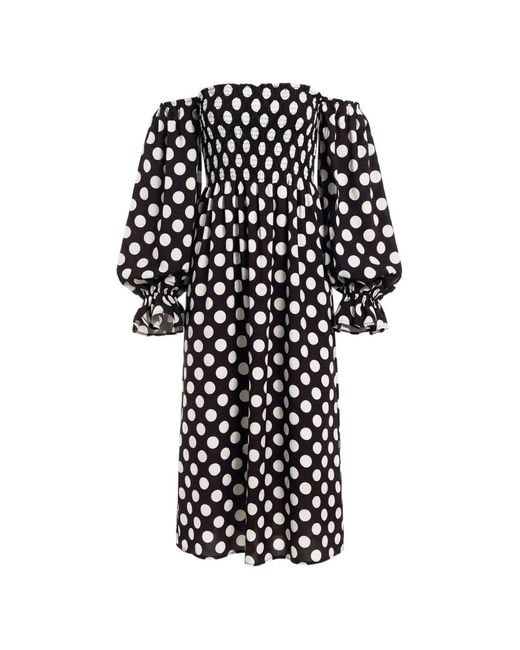 Sleeper Black Atlanta Polka-Dot Midi Dress