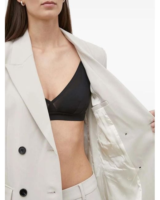 Bruuns Bazaar White Brassica Bb Linda Double-Breasted Puff-Sleeve Blazer
