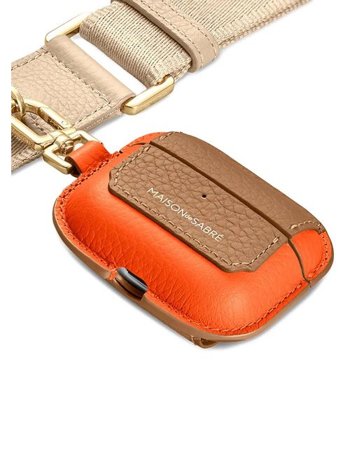 Maison De Sabre Orange Leather Airpods Pro 3 Keyring Case