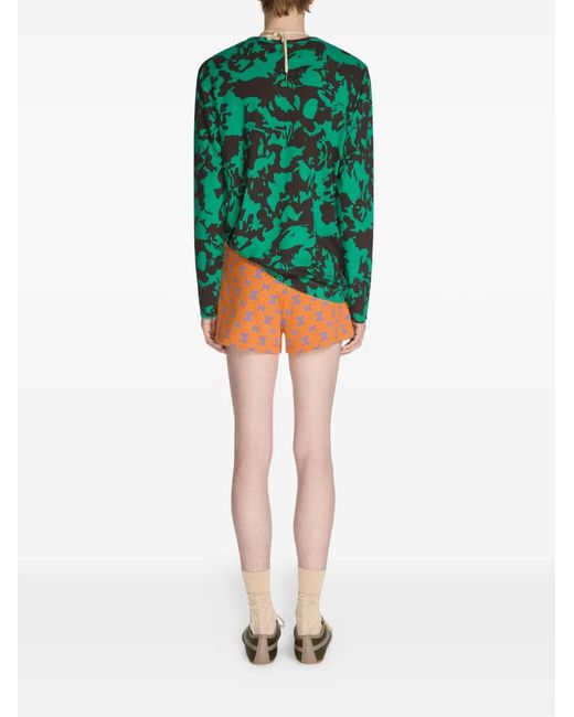 Dries Van Noten Green Printed Cotton T-Shirt for men