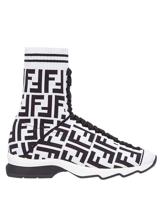 Fendi White Logo Sock Sneaker Boots