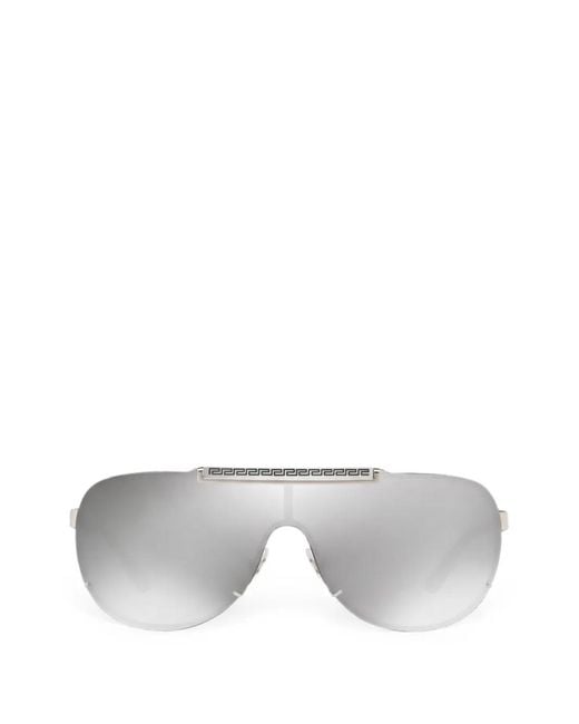 Versace Gray Pilot-Frame Semi-Rimless Sunglasses for men