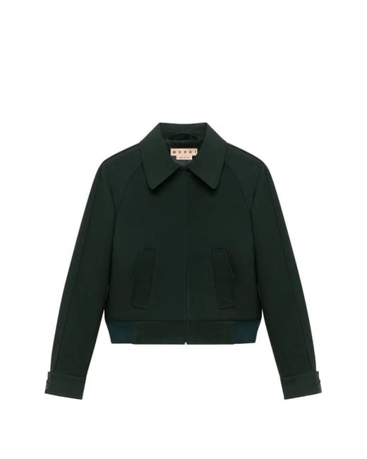 Marni Green Piping-Detail Raglan-Sleeve Jacket