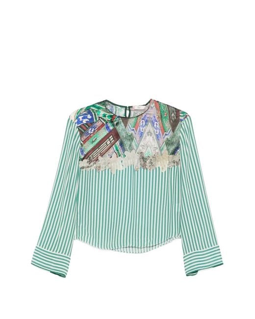 Hui Milano Blue Jasmin Stripe-Print Shirts