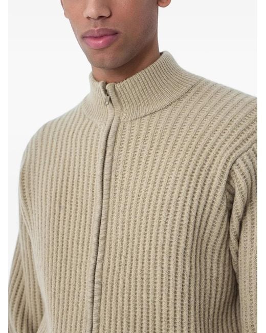 Stussy Natural Ribbed-Knit Zip-Up Cardigan for men