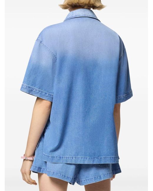 Versace Blue Notched-collar Denim Shirt