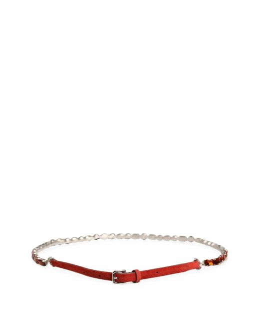 Dolce & Gabbana White Crystal-Embellished Chain-Link Belt