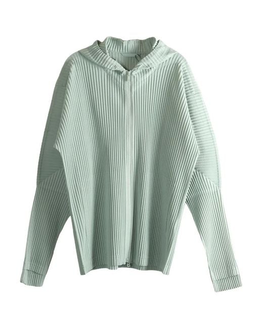 Homme Plissé Issey Miyake Green Pleated Hooded Jacket for men