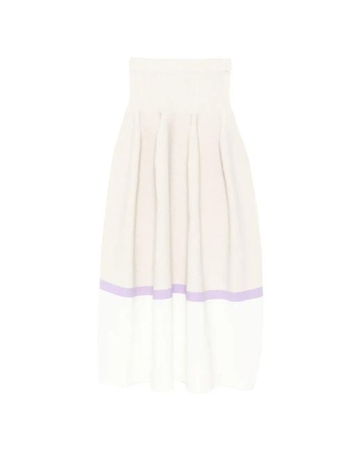 CFCL White Ribbed-Knit Colour-Block Skirt