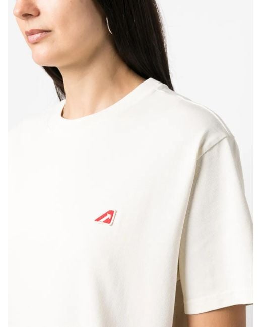 Autry White Logo-Patch Cotton T-Shirt
