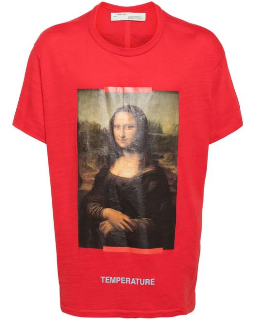 Off-White c/o Virgil Abloh Red Graphic-Print Cotton T-Shirt for men