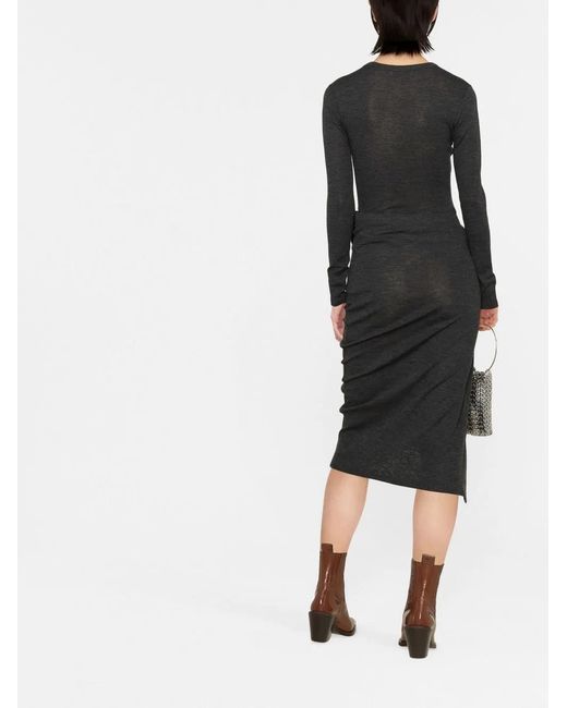 Rabanne Black Ruched Midi Skirt