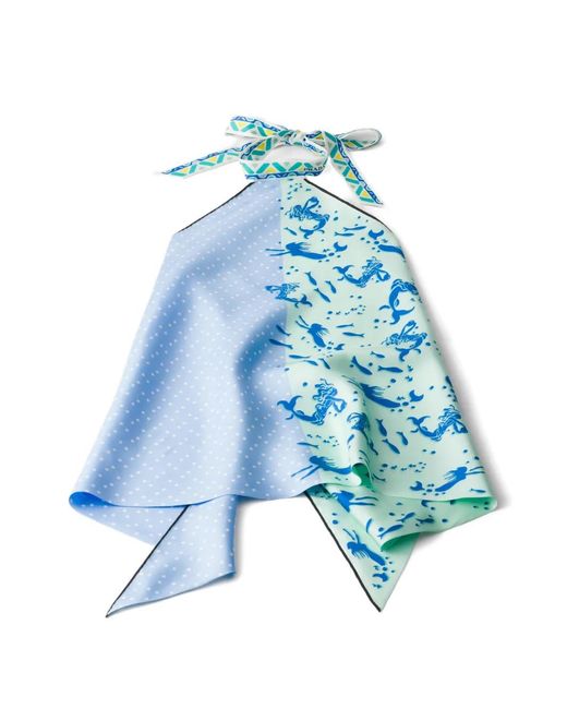 Prada Blue Printed Silk Twill Top