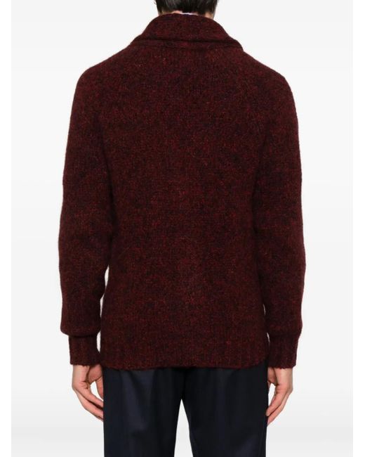 Brunello Cucinelli Purple Button-Front Shawl-Collar Cardigan for men