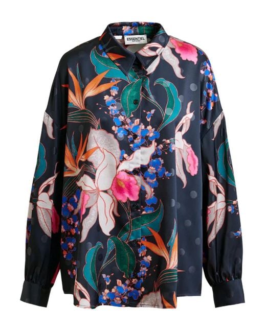 Essentiel Antwerp Blue Ilol Floral-Print Shirt