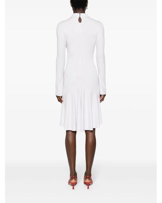 Courreges White High-Neck Long-Sleeve Midi Dress