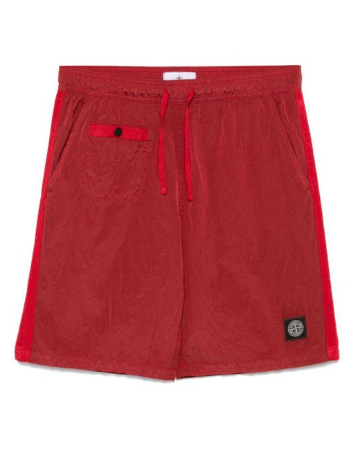 Stone Island Red Logo-Patched Short for men